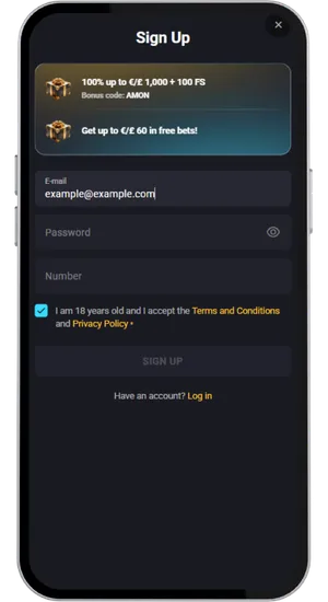 Online casino registration screen followed by a GBP deposit page with a £10 minimum funding option